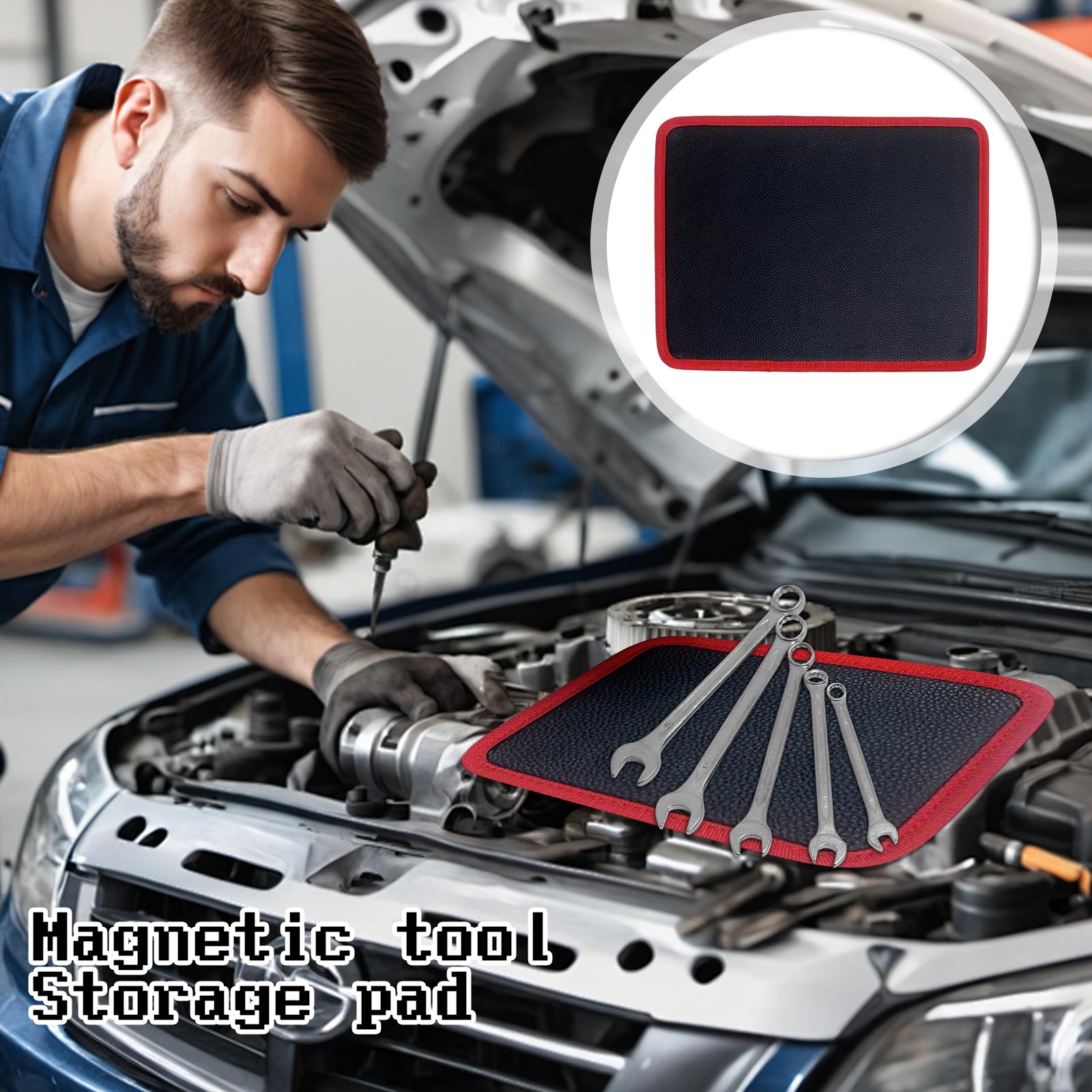Magnetic Parts Tray - Flexible Magnetic Tool Holder Mat For