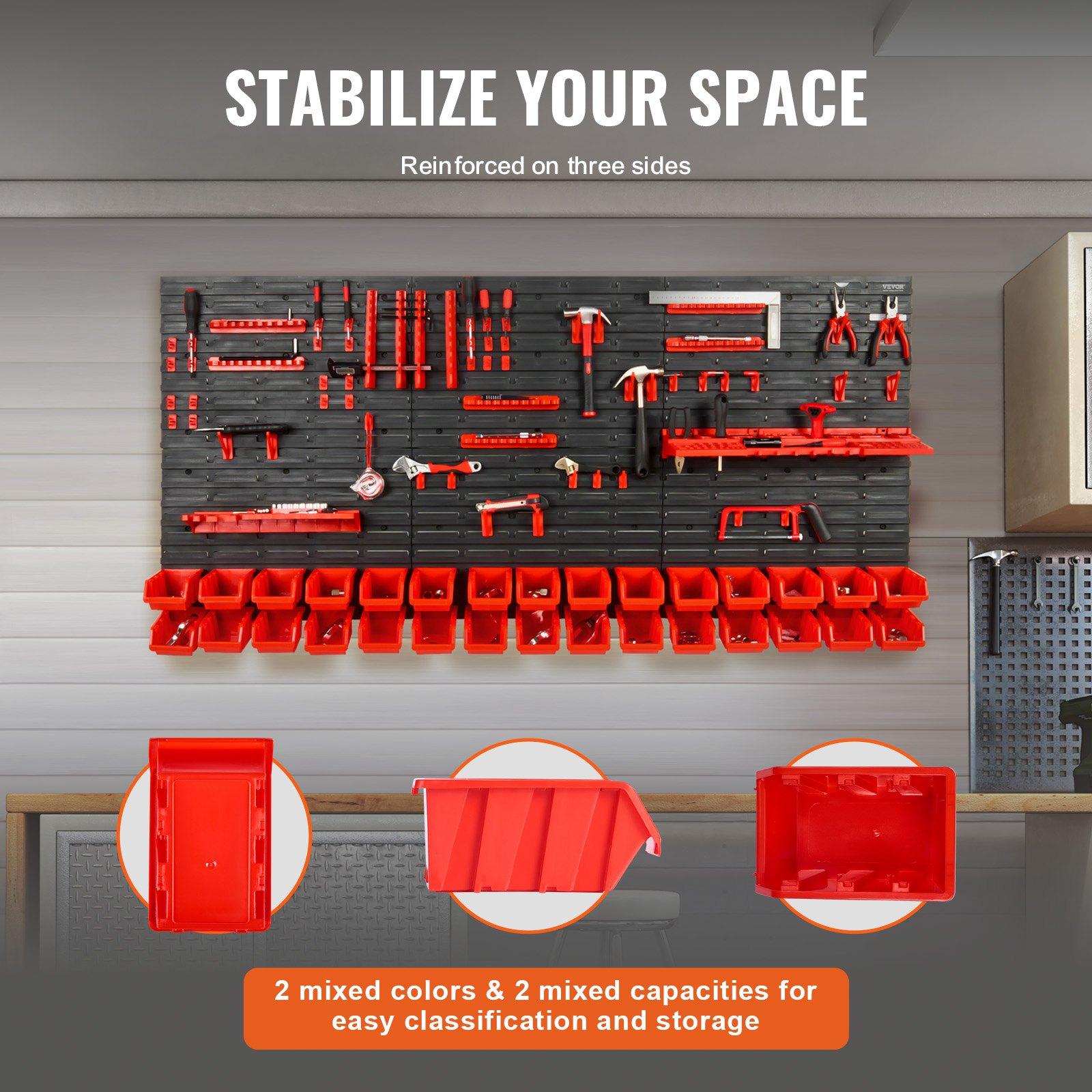Wall Mounted 30-Bin Plastic Pa - Workshop Tools Rack ulasan dan harga